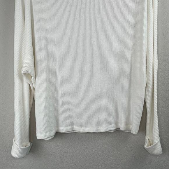 Caslon Dolman Sleeve Ribbed Knit V-Neck Baggy Oversized Fit White Sweater Large - Picture 10 of 13
